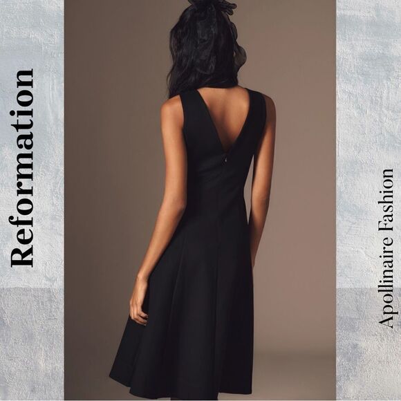 Reformation Mikayla form fitting midi dress in black size small NWT - Picture 7 of 8